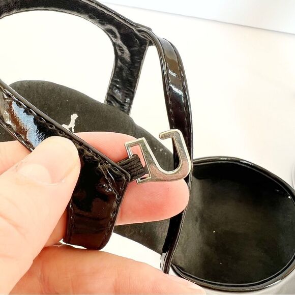 Lapdance Black Patent Leather Strappy Clear Platform Heel - Picture 9 of 10